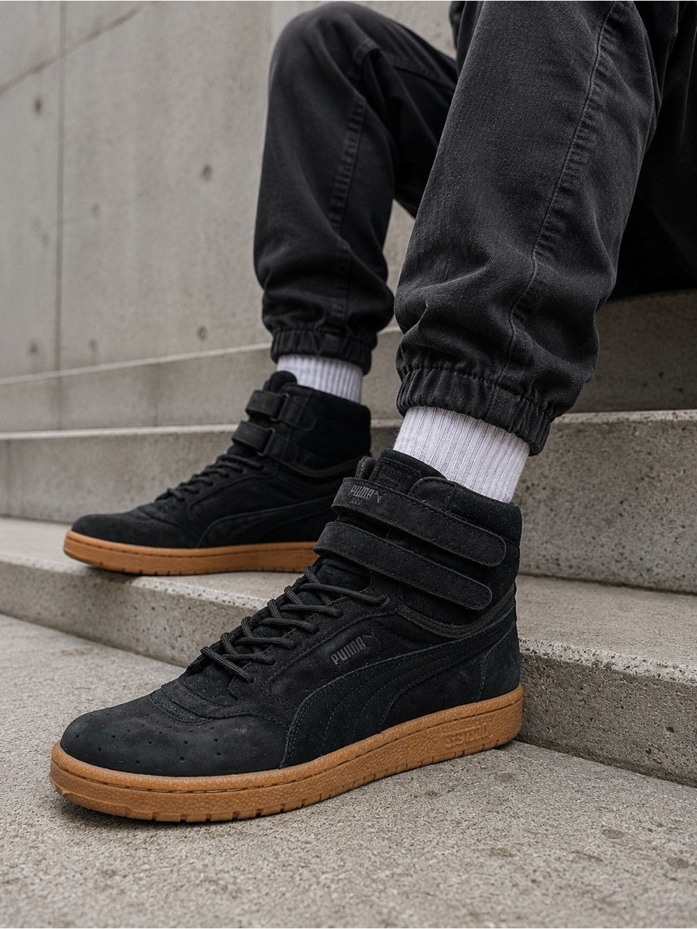 Puma Sky II Hi Black Suede Gum Sole High Top Sneakers Men’s Size 10.5